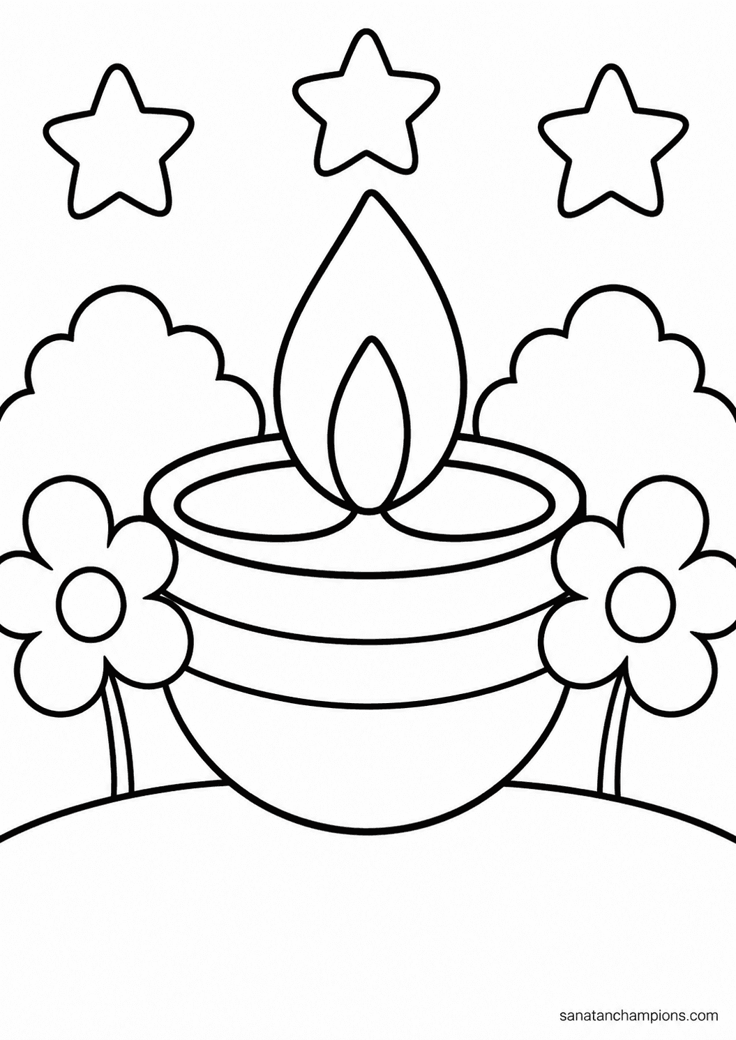 The Little Lamp — an illustrated colouring page, ages 4–6. Opens its page.