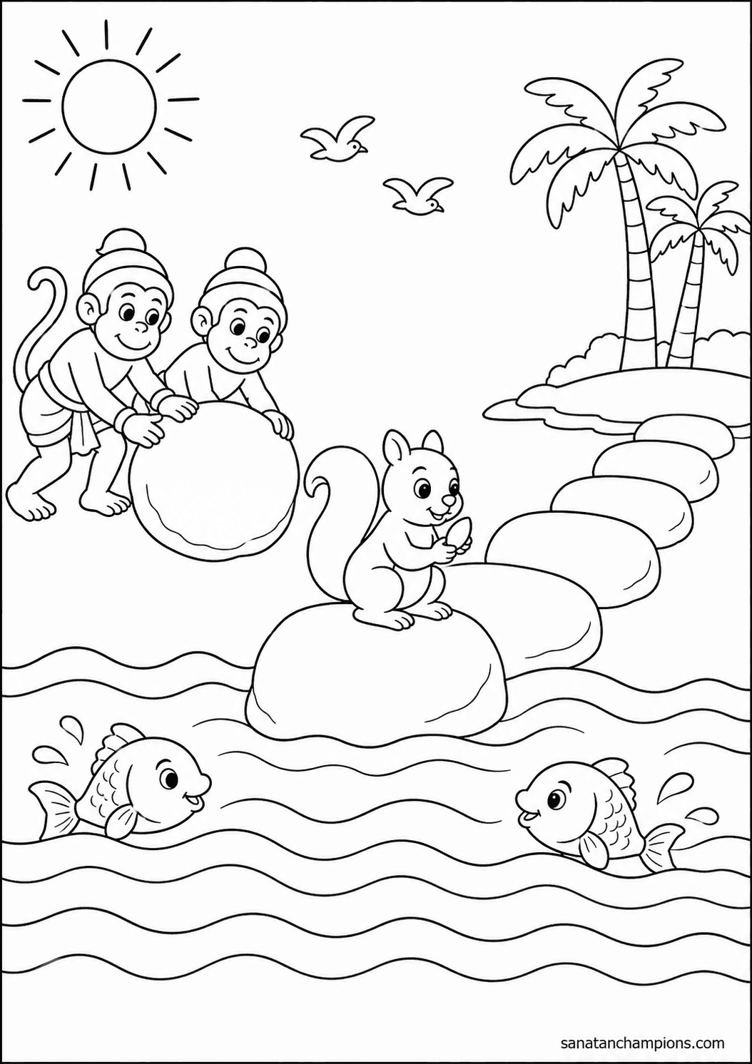 The Little Helper — an illustrated colouring page, ages 7–9. Opens its page.