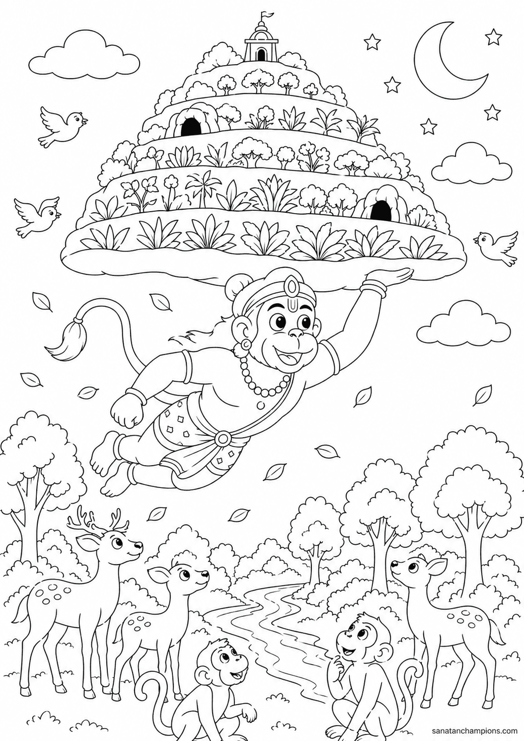 The Mountain of Herbs — an illustrated colouring page, ages 10–14. Opens its page.